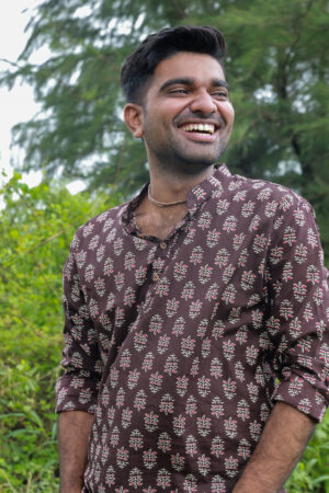 Dark Brown Bagru Print Cotton Kurta
