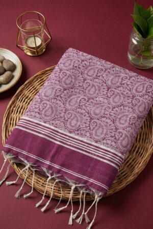 Lilac cotton silk handdloom saree