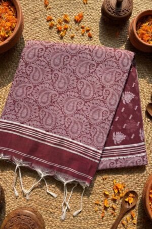 Maroon cotton silk handdloom saree